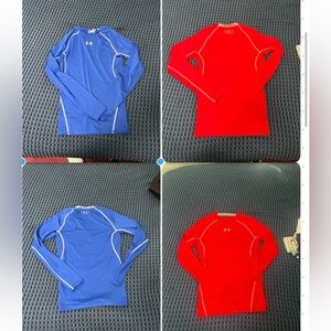 Bundle UNDER ARMOUR HEATGEAR LONGSLEEVE COMPRESSION TEE ROYAL Blue and Red
